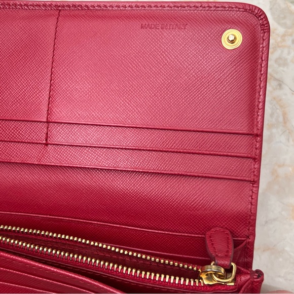 PRADA Saffiano Leather Continental Wallet in Fuoco Red - Picture 6 of 16